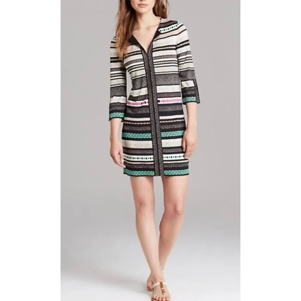 dvf silk shift dress Diane von Furstenberg DVF Rose Silk Shift Dress Geometric Print Size 0
